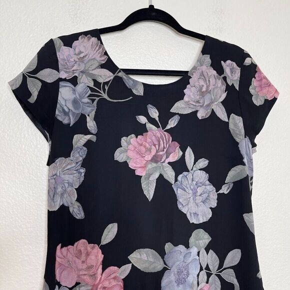 90’s Y2K Midi Dress Vintage Size 14 Chiffon Floral Romantic Fairy Whimsigoth - Picture 2 of 9